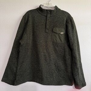 Woolrich Sweater Men's Medium Green‎ Drifter Knit Snap Mock Neck Long Sleeve